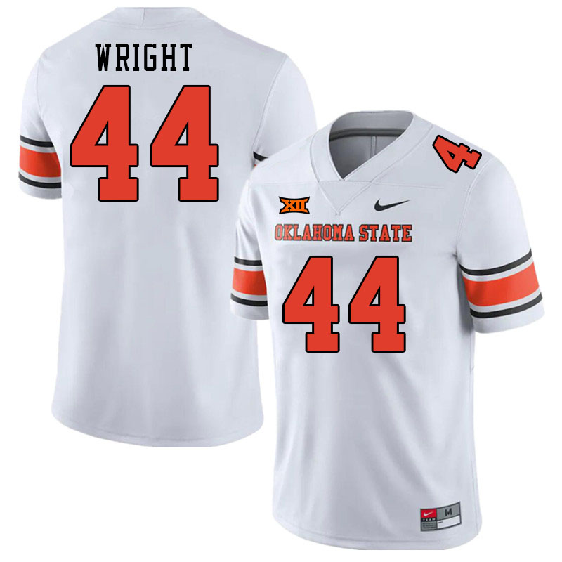 Men #44 Justin Wright Oklahoma State Cowboys College Football Jerseys Stitched-White - Click Image to Close